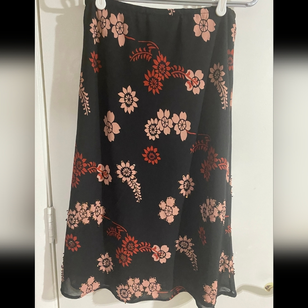 Floral Black and Pink Skirt